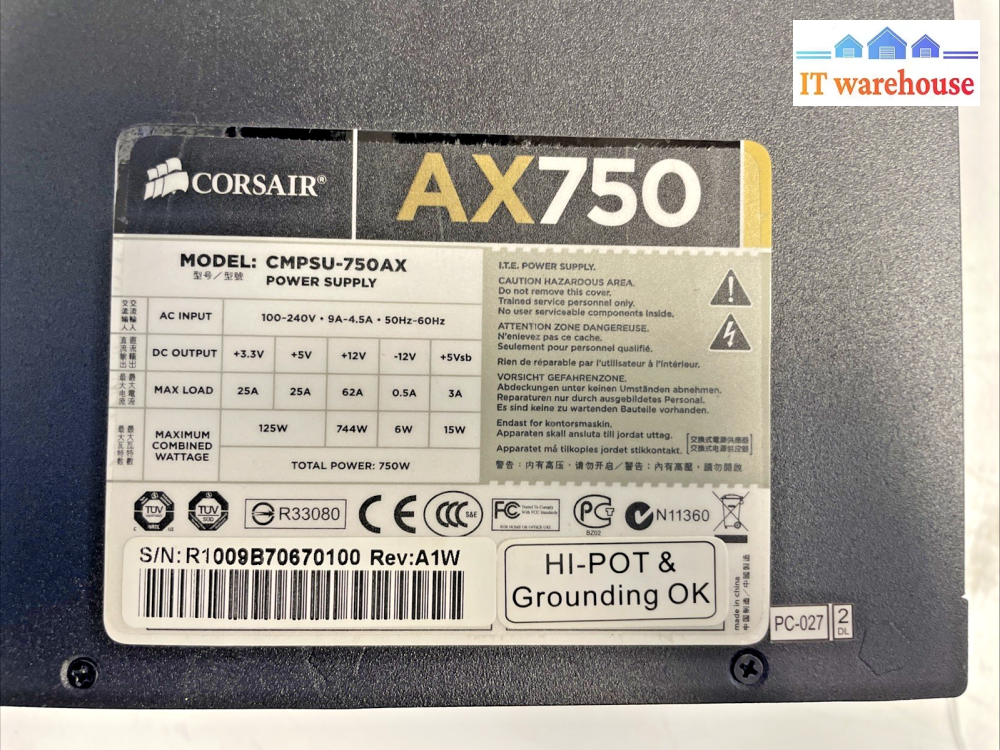 Corsair AX750   750W Fully Modular power supply  +