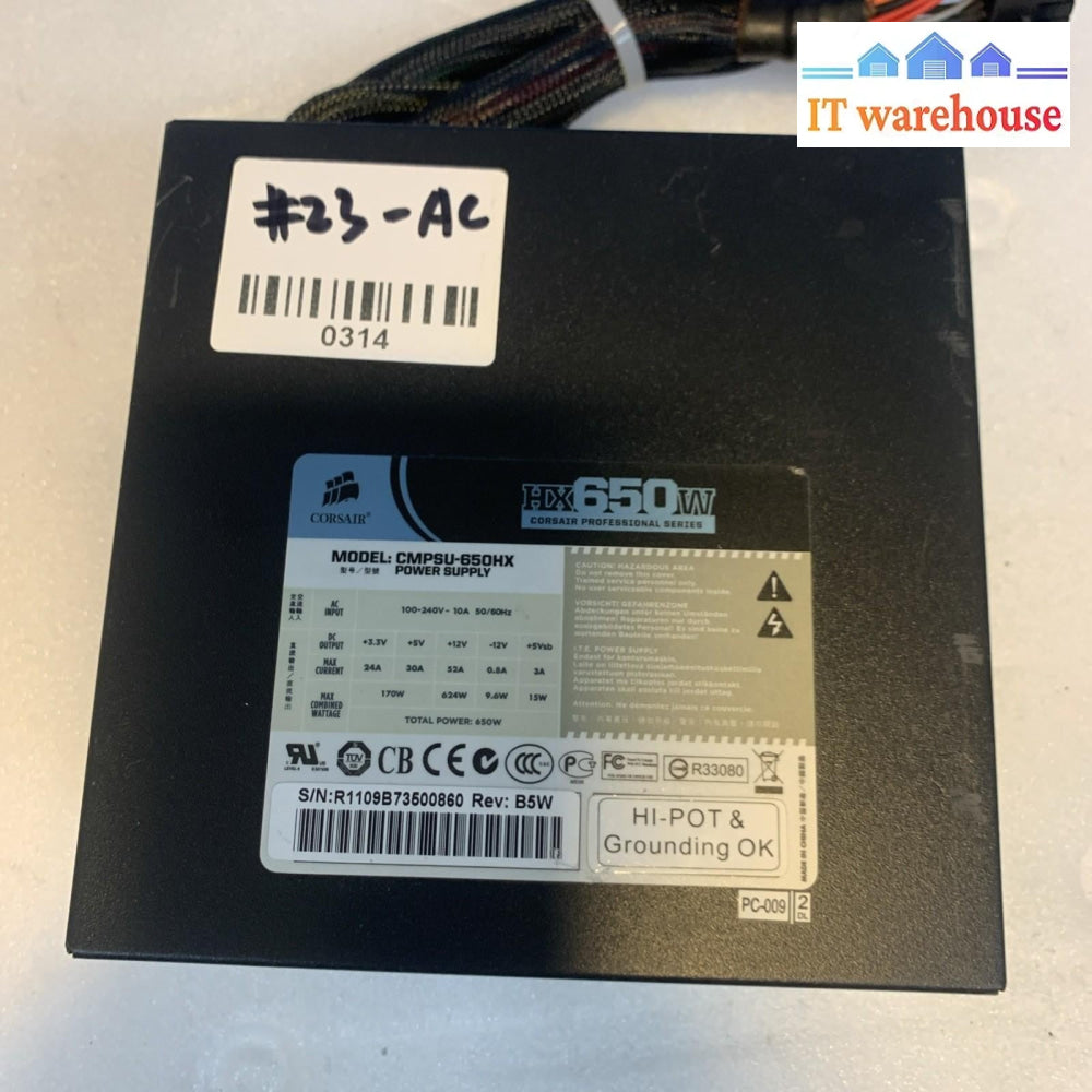Corsair HX650W CMPSU-650HX Professional Modular Power Supply-your cable required