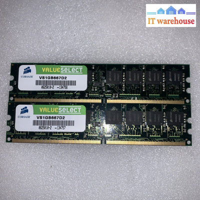Corsair ValueSelect 2GB (2x1GB) DDR2 667MHz PC2-5300 Desktop Memory VS1GB667D2