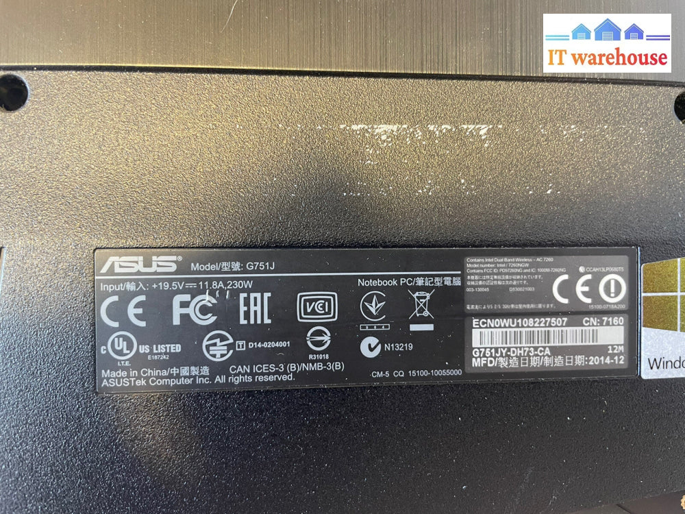 CPU fan set for -  Asus G751J laptop