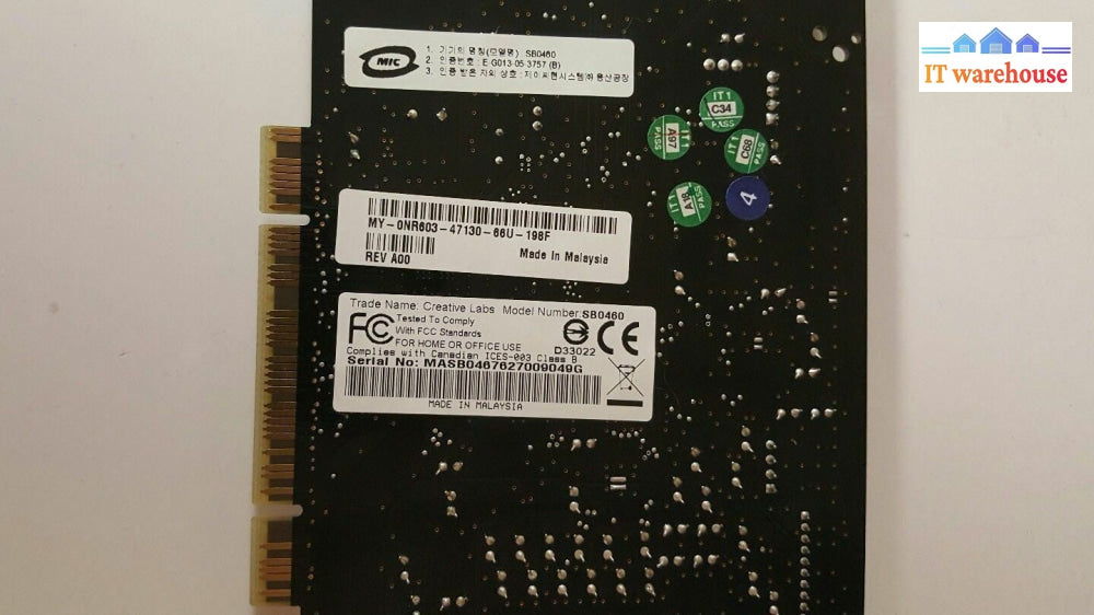 CREATIVE LABS SOUND BLASTER EXTREME SB0460 7.1 PCI SOUND CARD @@@