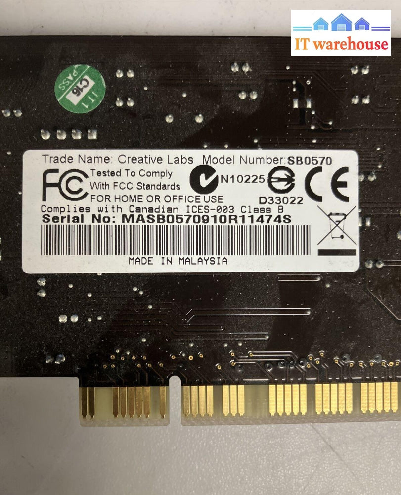 Creative Labs Sound Blaster Sb0570 Audigy Interna Audio Card Full Height ~