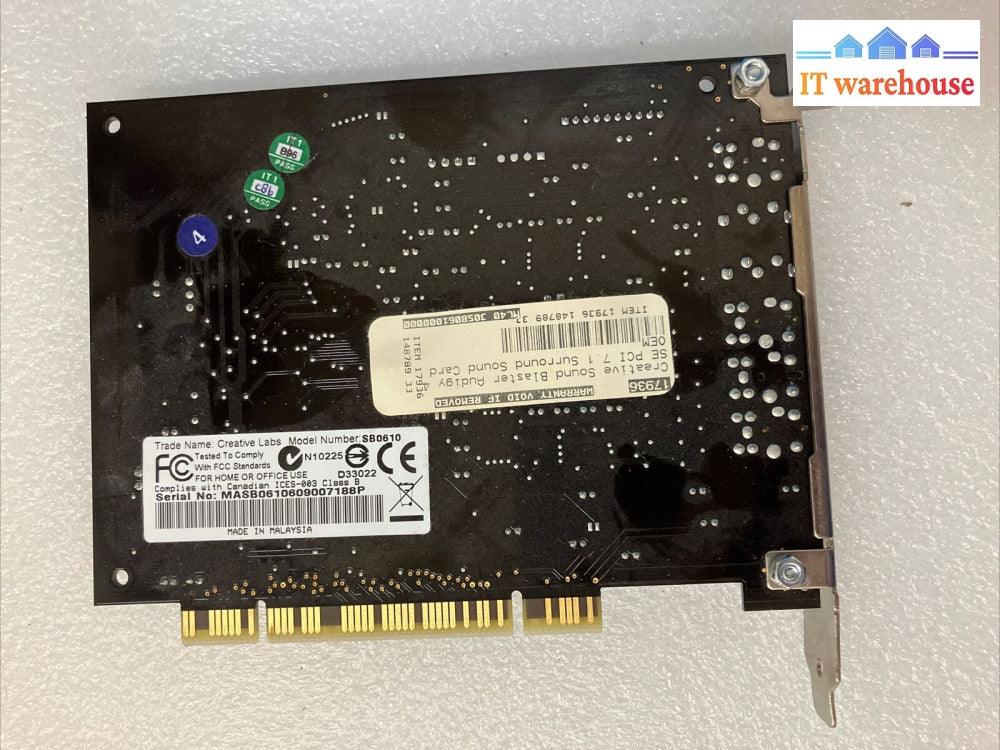 Creative Sound Blaster Audigy 4 Sb0610 Pci Interface Internal Card ~
