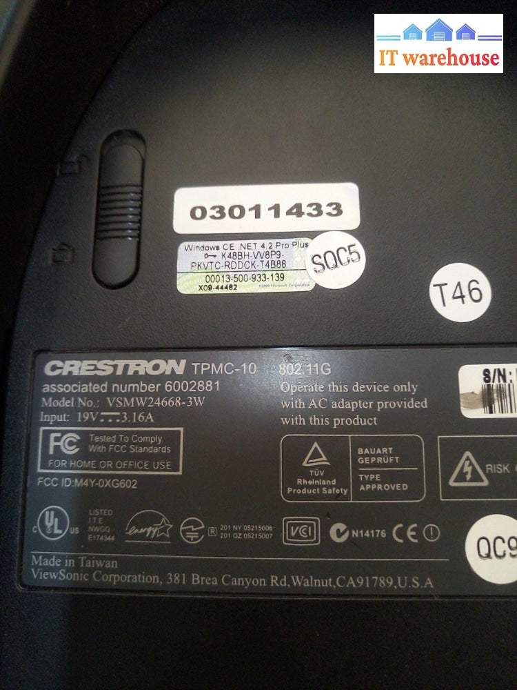- Crestron TPMC-10 10" Touch Screen NO /Docking Station