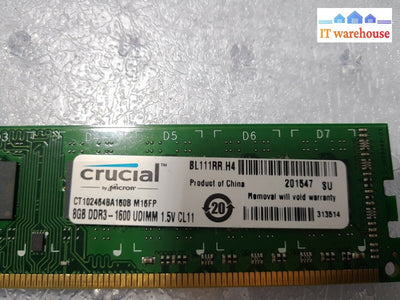 -  Crucial 8GB  DDR3-1600 PC3 CT102464BA160B  DIMM Desktop Ram/Memory