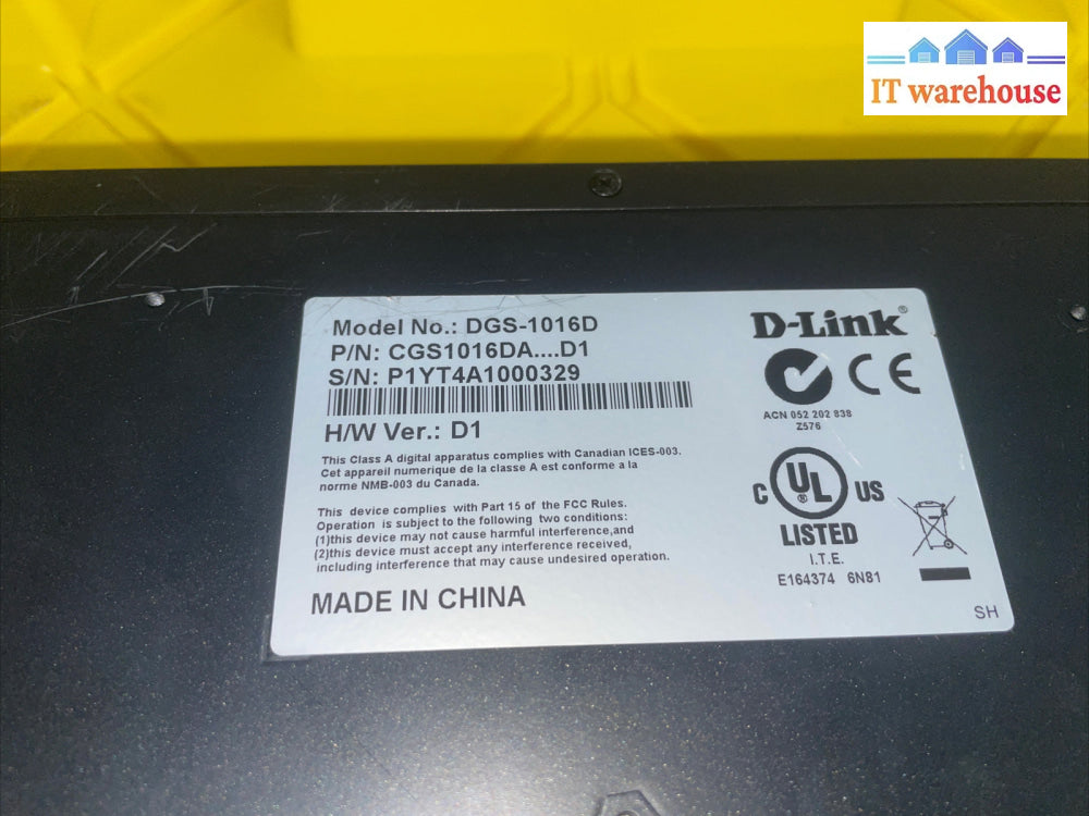 D-Link DGS-1016D 16-port 10/100/1000mbps Gigabit Ethernet Switch / Rack Ears