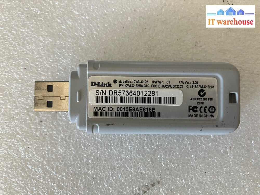 ~ D-Link DWL-G122 Compact Wireless USB Adapter 802.11g *Tested/Work*