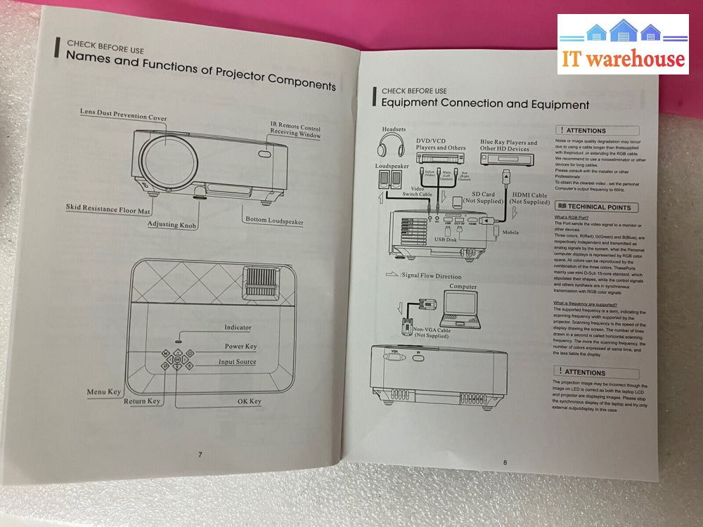 ~ DBPOWER LED Source Smart Projector USB HDMI VGA SD Card Port W/ Remote *Tested