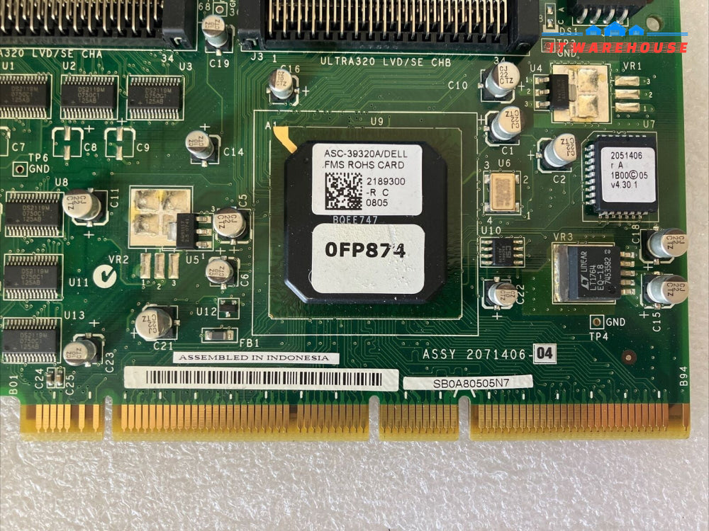 Dell 0FP874 FP874 PCI-X Ultra320 Dual Channel SCSI Network RAID Controller Card~