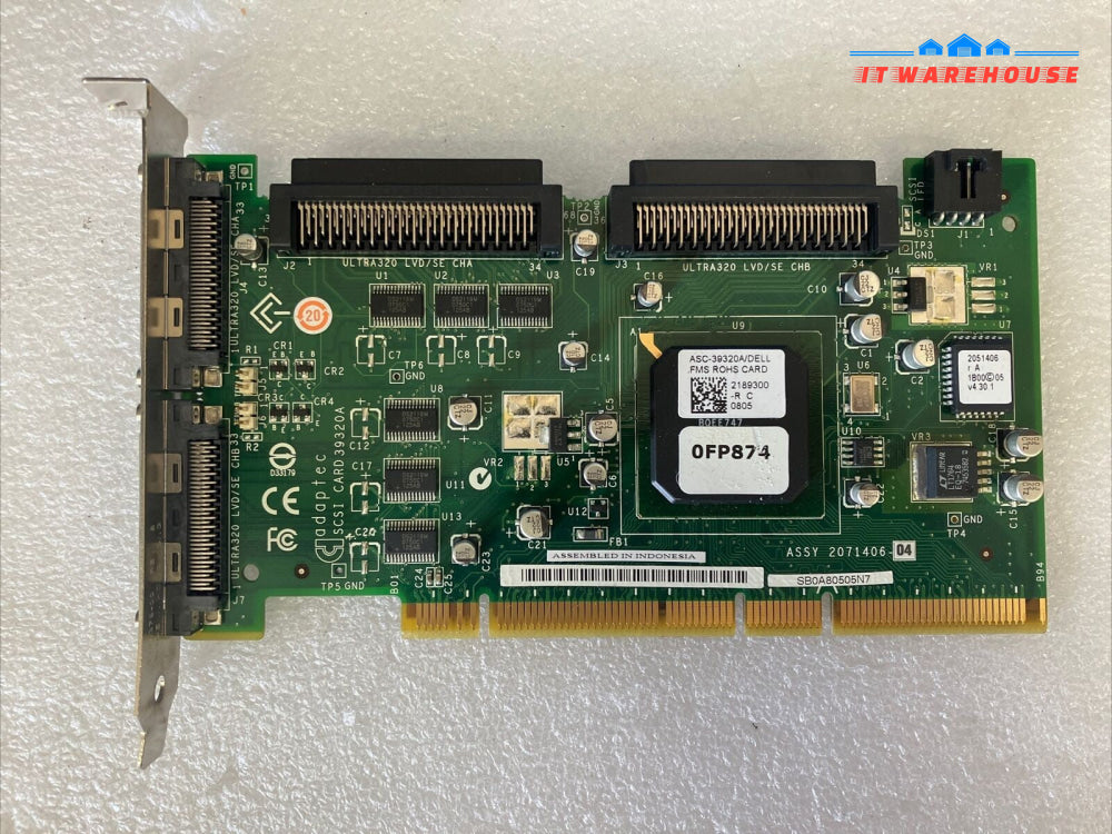 Dell 0FP874 FP874 PCI-X Ultra320 Dual Channel SCSI Network RAID Controller Card~