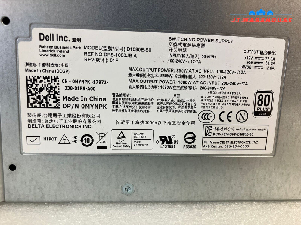 Dell 0MYNPK D1080E-S0 1080W Power Supply Unit For EQUALLOGIC PS6100 DPS-1000JB ~