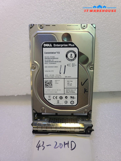 - Dell 2TB 6G SAS 7200RPM 3.5" Hard Drive ST2000NM0001 7WV9W 07WV9W Tested 