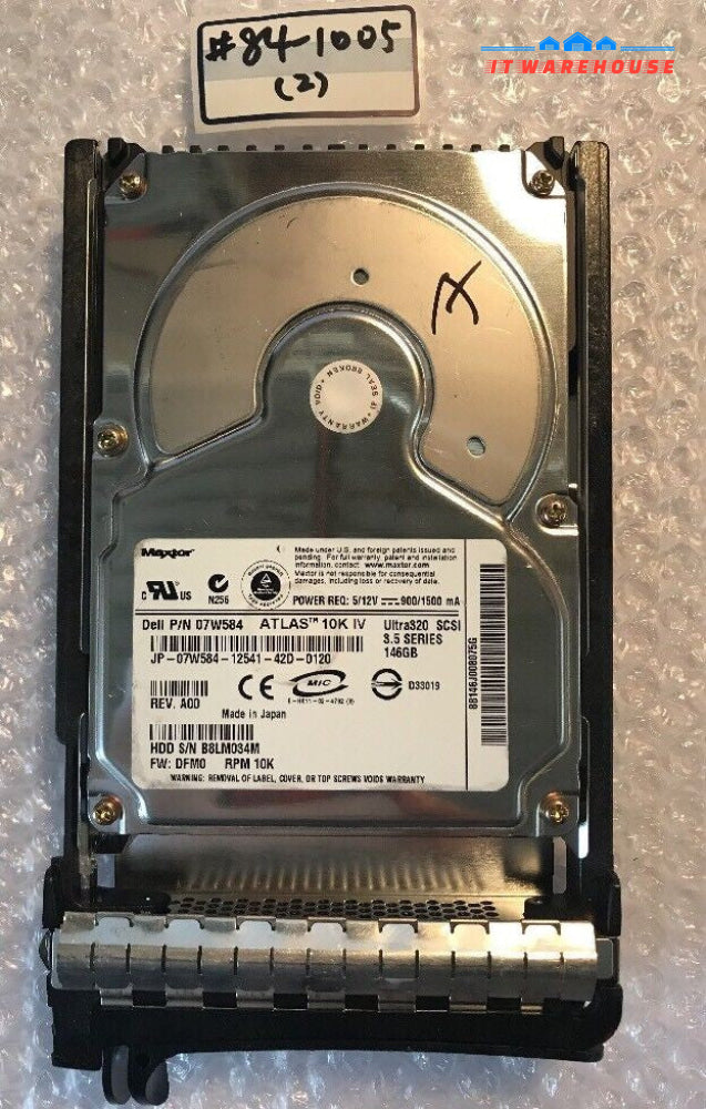 - DELL  7W584 MAXTOR  146GB 10K SCSI 80PIN 3.5" Hard Disk Drive U320 @@@
