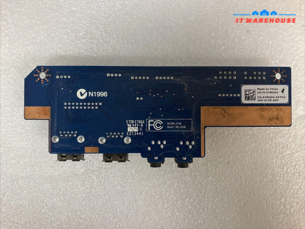 Dell Alienware X51 Andromeda R2 USB & Audio I/O Board Assembly 7MG94 / 07MG94 ~
