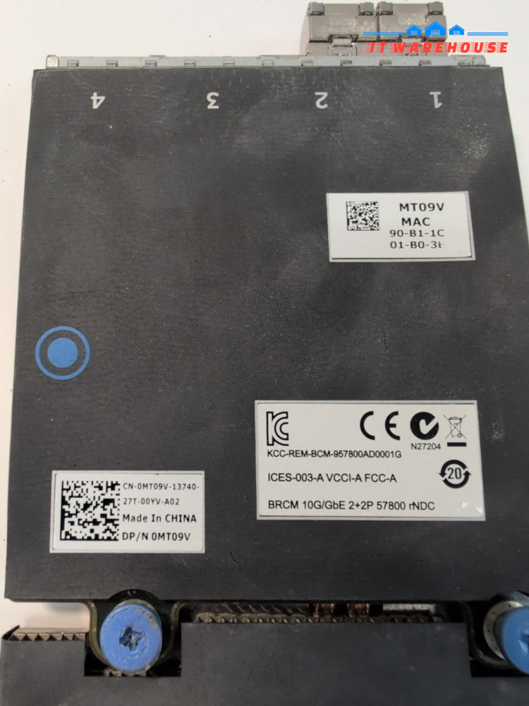  Dell Broadcom MT09V 0MT09V  57800S Quad Port 2x 10GbE SFP + 2x 1GbE Card -