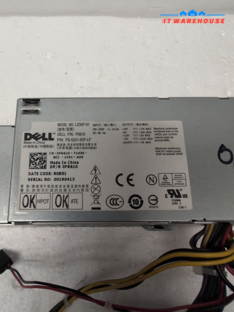 DELL FR610 235W Desktop Power Supply for Optiplex 760 380 580 780 960 980 SFF -