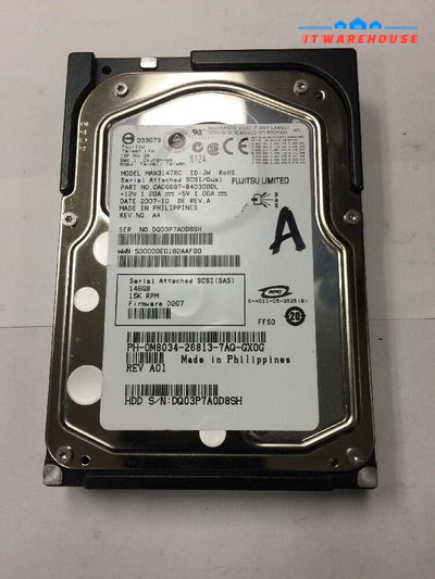 - Dell Fujitsu 146GB 15K SAS Hard Drive M8034 0M8034 MAX3147RC 3.5" @@@
