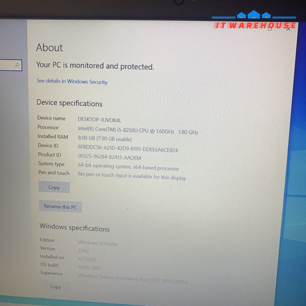 Dell Inspiron 15 5000 i5-8250U 8GB RAM 240GB SSD 15.6”  Windows 10  laptop