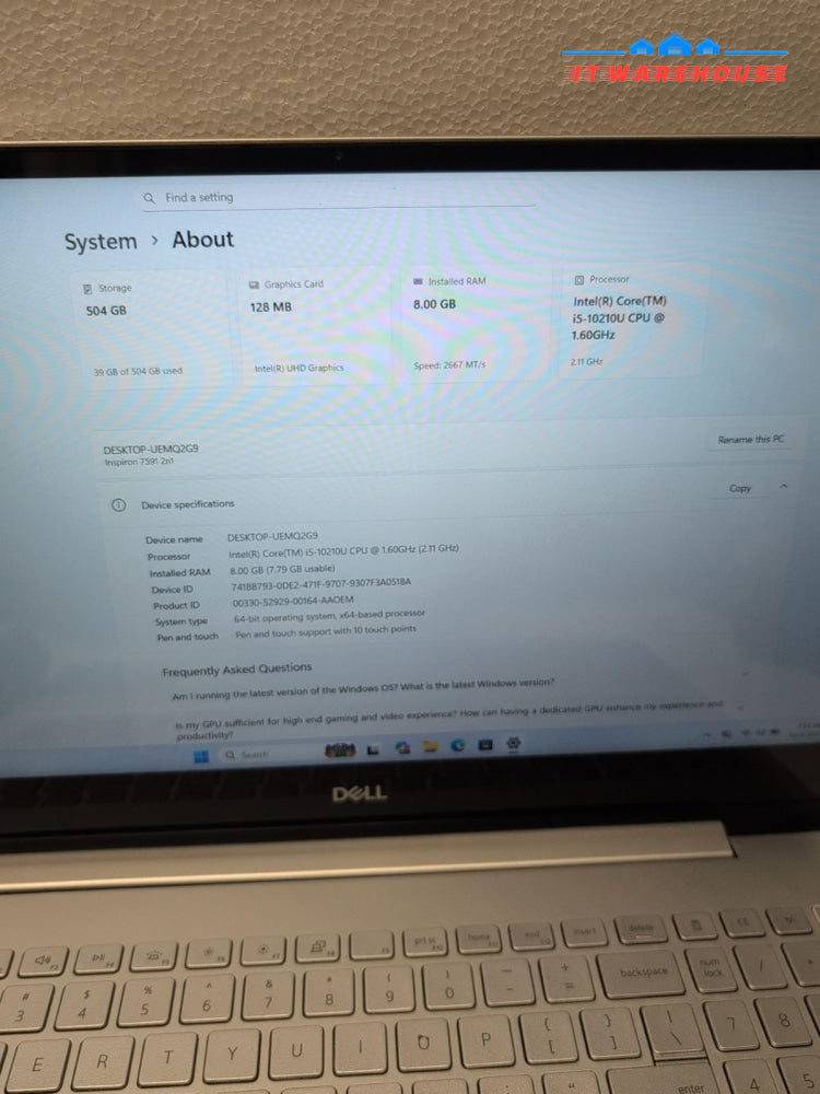 Dell Inspiron 15 7000 2in1 15.6" Touch Laptop i5-10210U/8GB/512GB NVMe/Win11 -