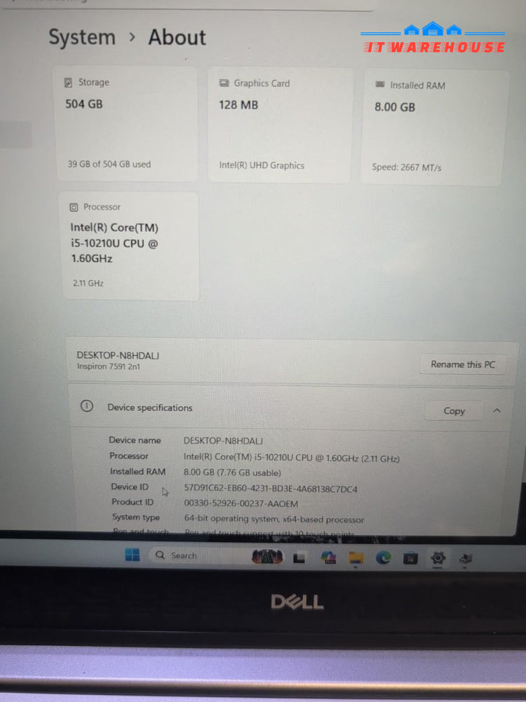 Dell Inspiron 15 7000 2n1 15.6" Touch Laptop i5-10210U/8GB /512GB NVMe/Win11 -