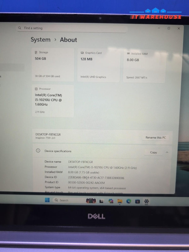 Dell Inspiron 15 7000 15.6" Touch Laptop i5-10210U/8GB /512GB NVMe/Win11 (READ)-