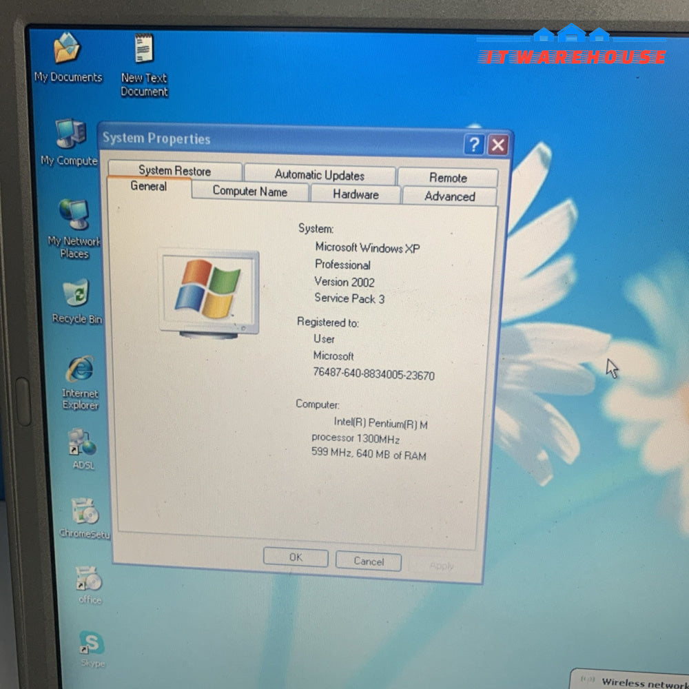 Dell Inspiron 600M Laptop 1.3GHZ 640MB 120GB Windows XP Pro SP3