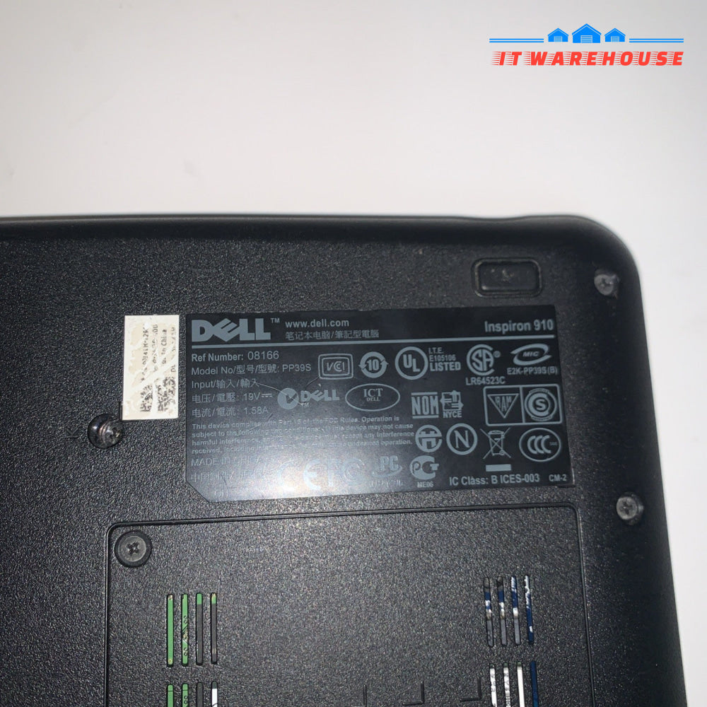 Dell Inspiron Mini 910 Netbook Intel Atom N270 1GB RAM Windows XP + Charger