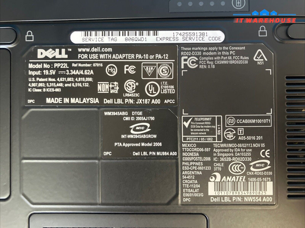 Dell Inspiron PP22L 15" Laptop Intel C2D CPU, 1GB RAM, 320GB HDD (Bad Battery) ~