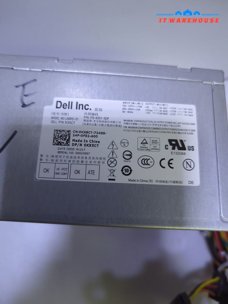 DELL L350PD-01 KX5CT 350W ATX POWER SUPPLY  *Tested* -