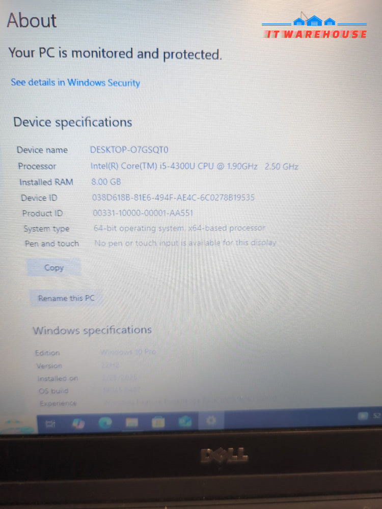 Dell Latitude 14’’ E7440 Laptop Core i5-4300U/8GB RAM /256GB SSD/ Win 10 (Read)