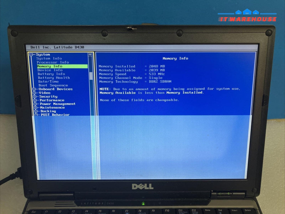 Dell Latitude D430 12" Laptop Intel Core 2 Duo CPU / 2GB RAM / No HDD (Read) ~