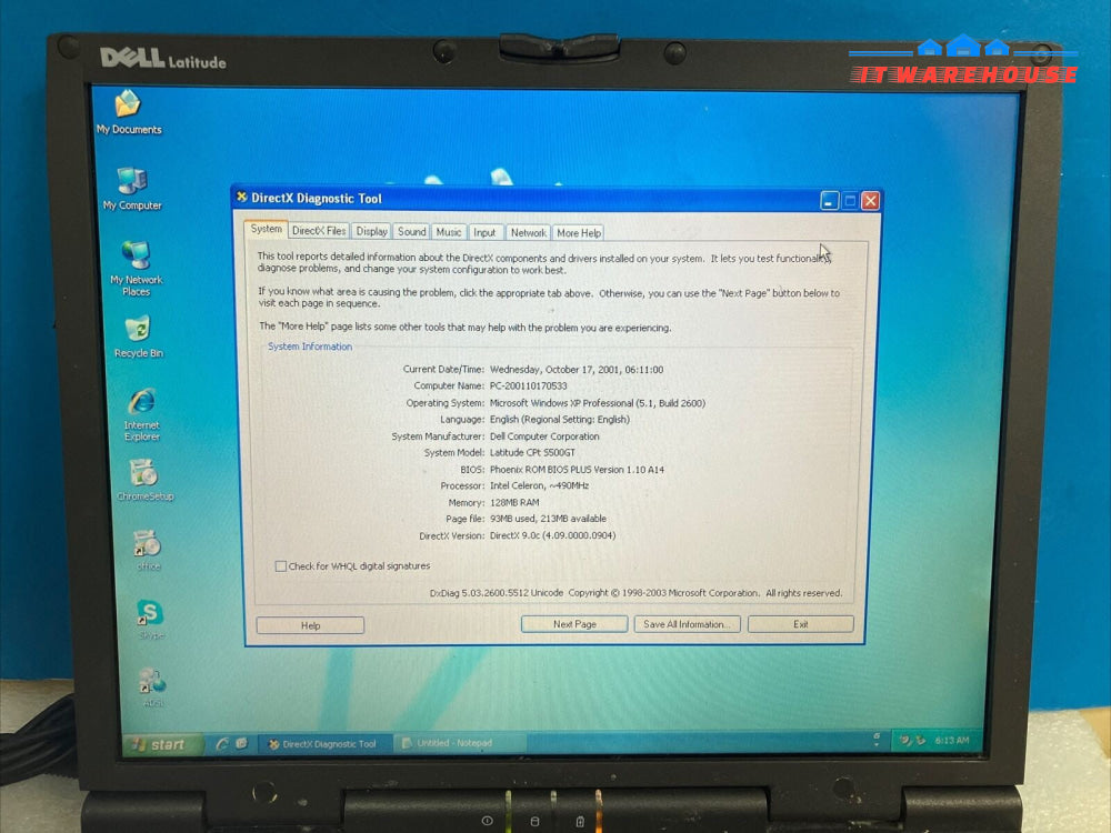 Dell Latitude S500GT 14" Laptop Celeron CPU / 128MB RAM / 80GB HDD / XP (Read) ~