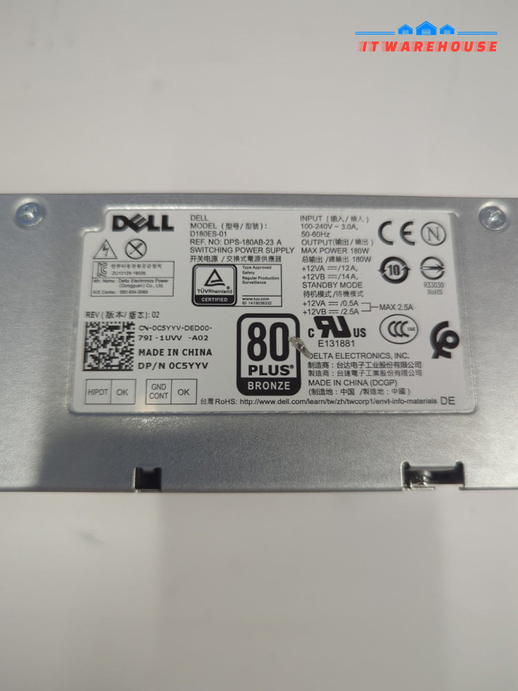 Dell optiplex 3040 3050 5050 SFF Power Supply 180W PSU C5YYV -