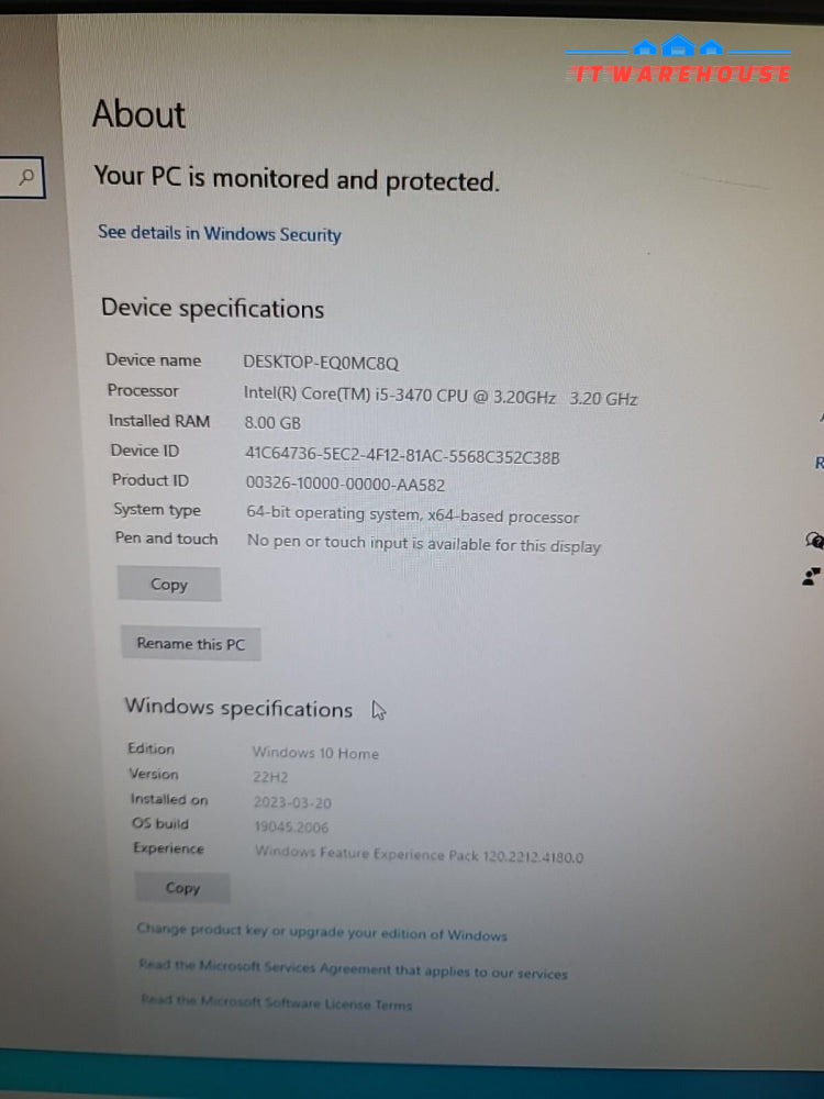 - Dell Optiplex 7010 SFF W/19" Monitor /Intel i5-3470 / 8GB ram/500GB HDD/WIN10
