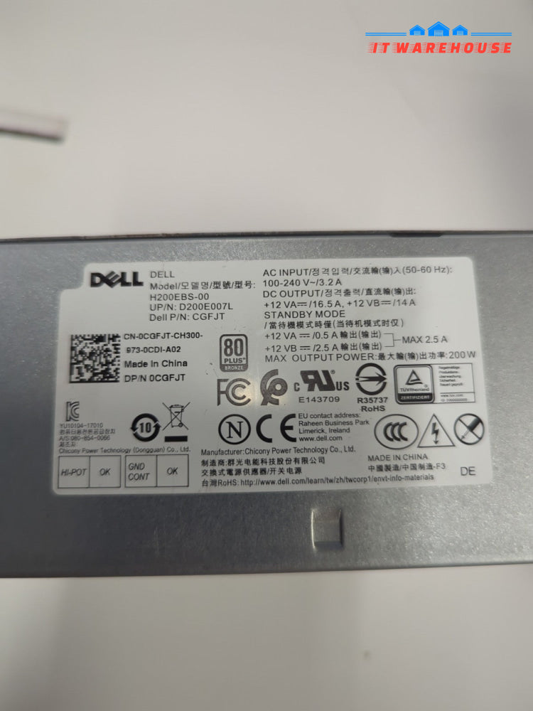 Dell OptiPlex 7060 5060 3060 SFF Power Supply 200W PSU 04FHYW 4FHYW 0CGFJT  -
