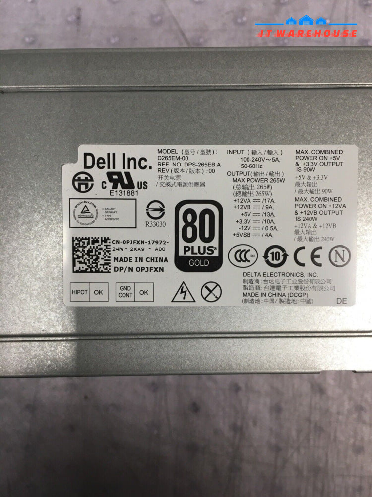 ~ DELL POWER SUPPLY  D265EM-00 DPS-265EB A  OPLFXN
