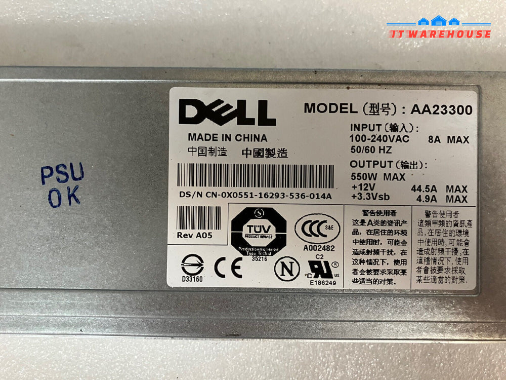 ~ Dell Poweredge 1850 Server Power Supply Module 550W JD090 0X0551 X0551 AA23300