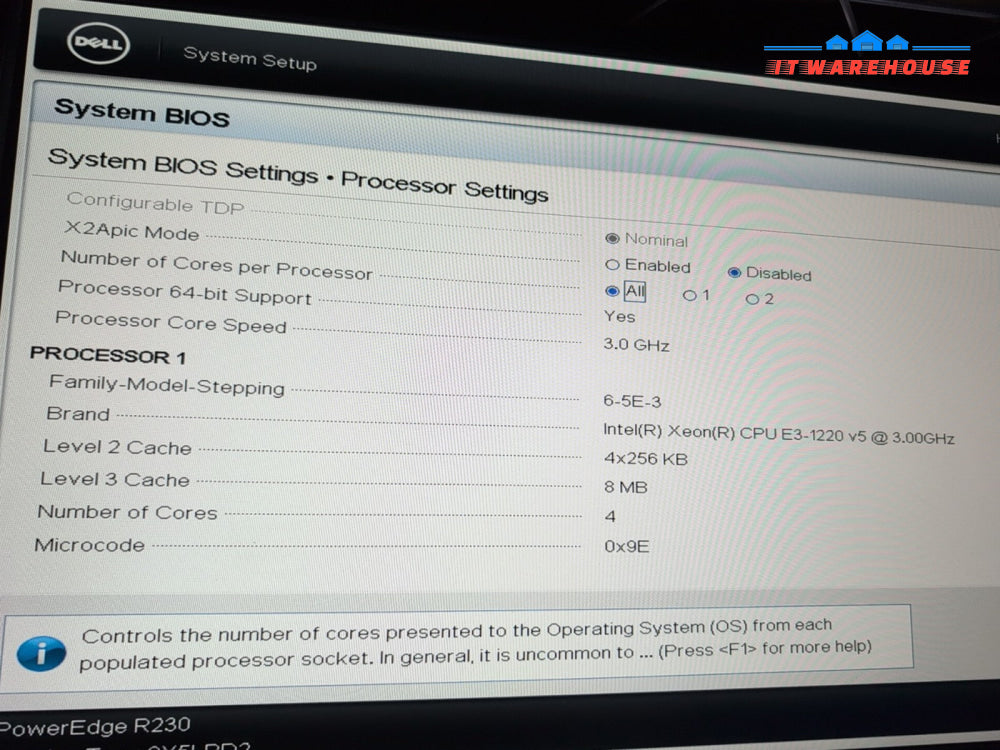 Dell PowerEdge R230 - Xeon E3-1220 v5/64GB DDR4 /PERC H330/250W PSU (NO HDD) -