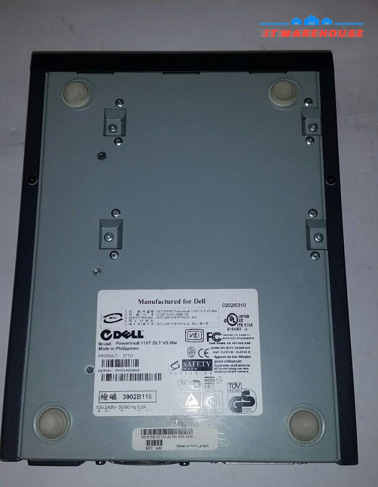DELL PowerVault 110T DLT VS 80eLVD/SE SCSI Tape Drive 02T721 2T721