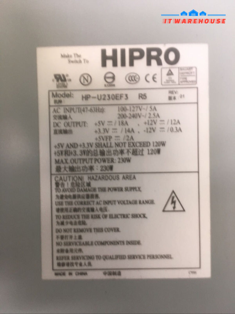 + Dell PowerVault 114T 230 Watts POWER SUPPLY HIPRO HP-U230EF3 R5 12-87383-05