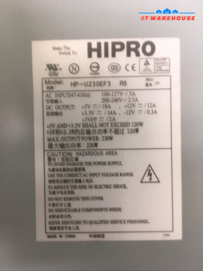 + Dell PowerVault 114T 230 Watts POWER SUPPLY HIPRO HP-U230EF3 R5 12-87383-05