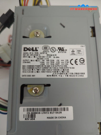 Dell Precision 380 Dimension 9100 9150 N375P-00 375W PowerSupply K8956 Tested -