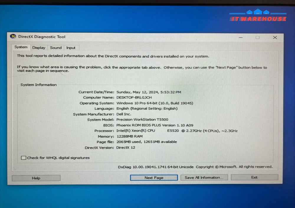 Dell Precision T5500 WorkStation Intel Xeon E5520 CPU, 12GB RAM, 1TB HDD, Win10~