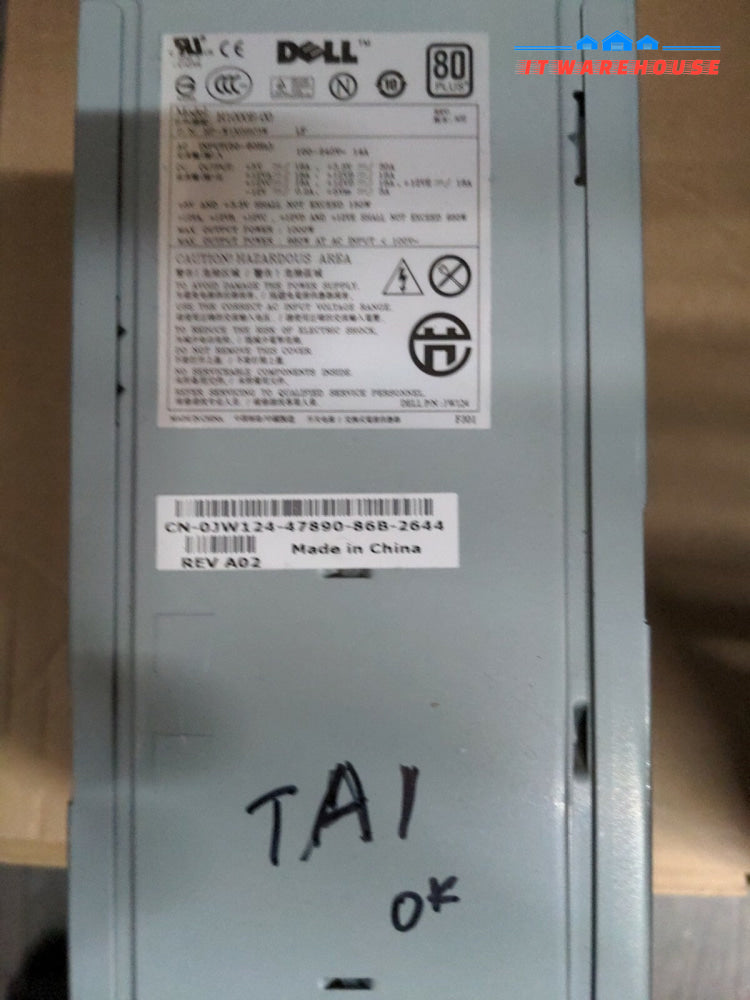 DELL PRECISION T7400 POWER SUPPLY 1000W   (No WIRE HARNESS) JW124 H1000E-00