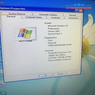 Dell Vostro 230 D03D Desktop Intel Core2 Duo E6500 3GB 250GB Windows XP Pro SP3