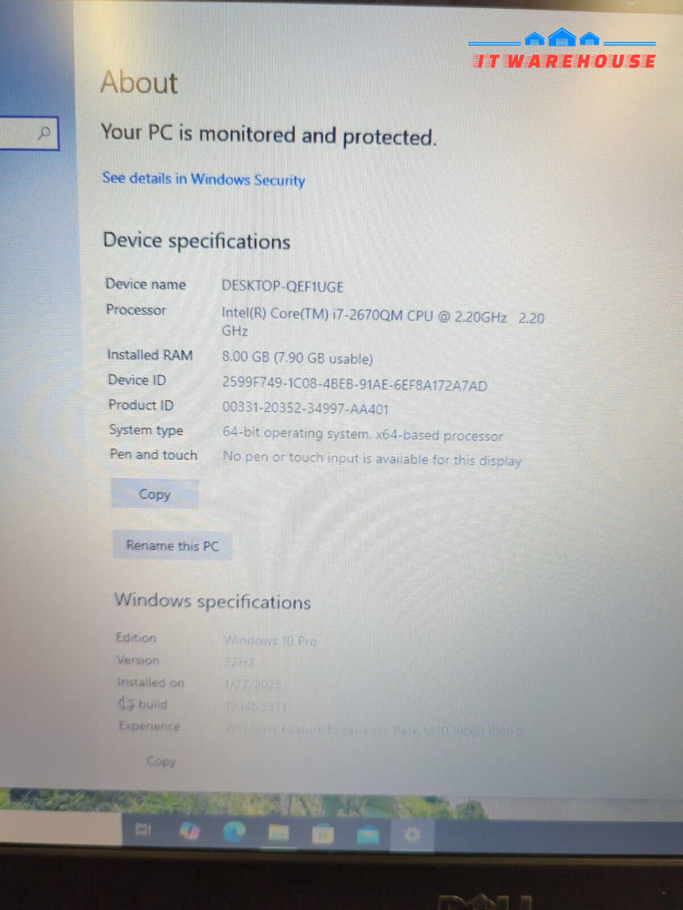 Dell Vostro 3750 17.3’’ Laptop Intel i7-2670QM/8GB RAM/240GB SSD/ Win 10 (*READ)-