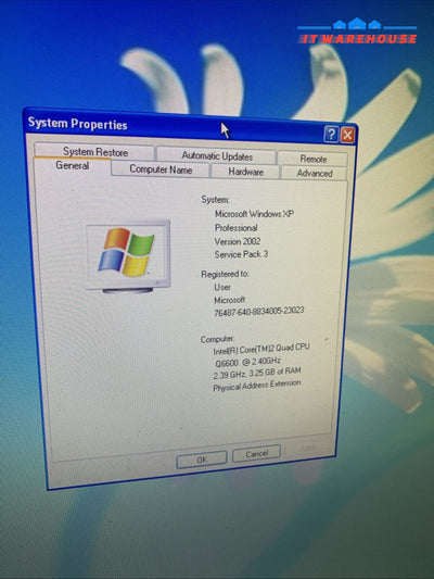 Dell Vostro 410 Desktop Quad core Q6600 3.25GB 500GB Windows XP Pro sp3 HD 2400
