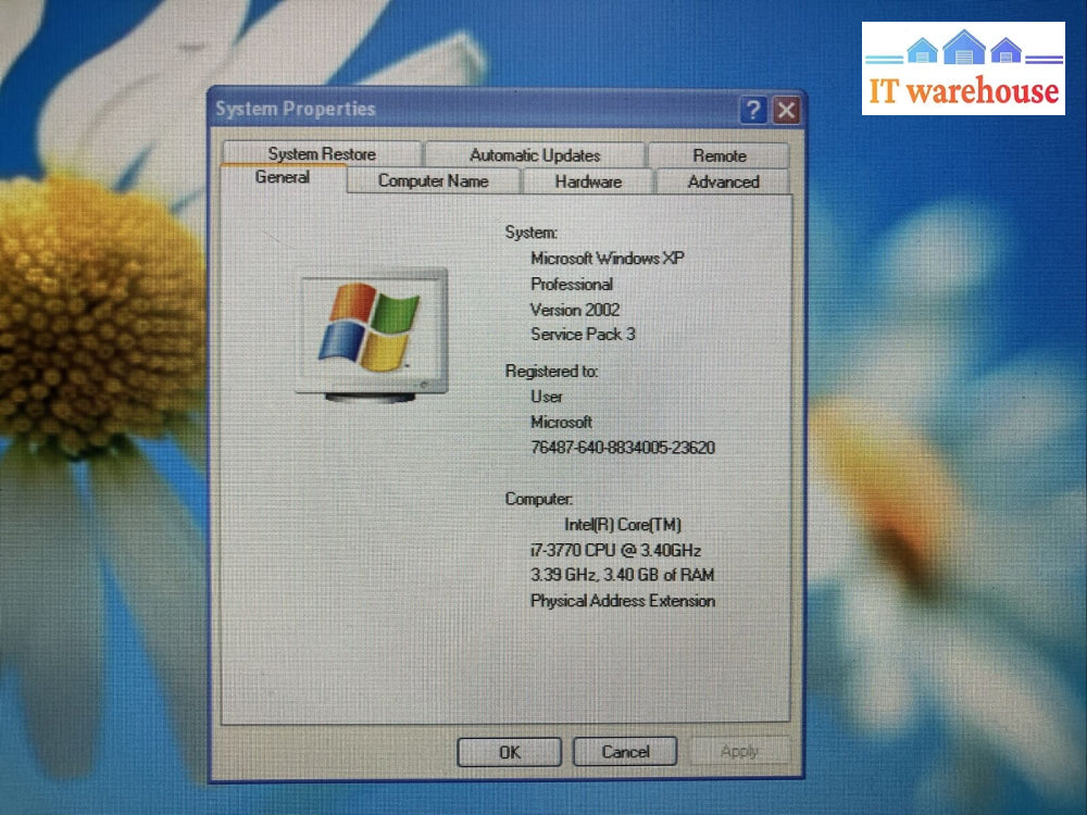 Dell Xps 8500 Desktop Intel I7-3770 Cpu / 4Gb Ram 250Gb Hdd Windows Xp ~