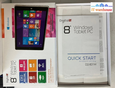 ~ Digital2 8" Tablet Intel Z3735F CPU 1GB Ram 16GB Storage Wi-Fi (No OS, READ)