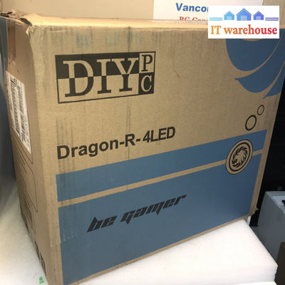 Diypc Dragon-R-4Led Black Usb3.0 Steel /Tempered Glass Atx Mid Tower Gaming Pc